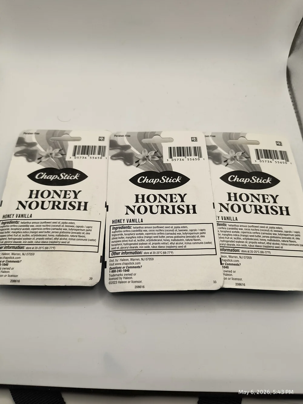 ChapStick Honey Nourish Lip Balm - Honey Vanilla (3-Pack X 3) Bee Proplis Extrac